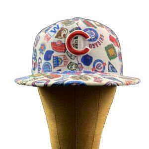 New Era Chicago Cubs 59Fifty All Over Print Hat White Blue OSFA MLB Baseball Cap